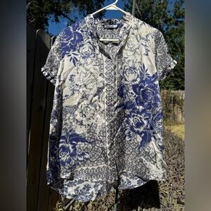 Johnny Was Short Sleeve Silk Top Size XS